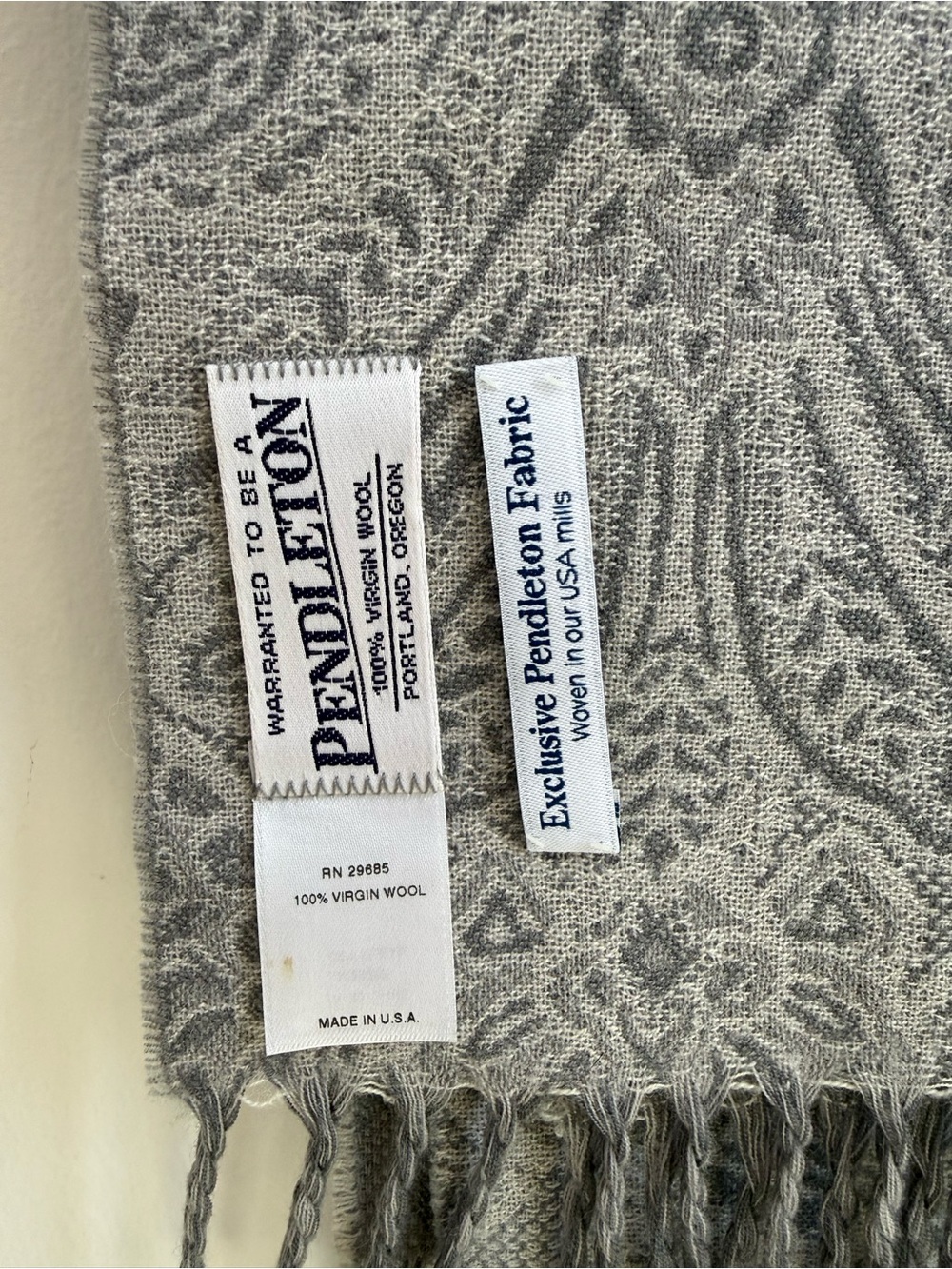 Pendleton Grey Paisley Fringe Wrap Scarf - Picture 2 of 3